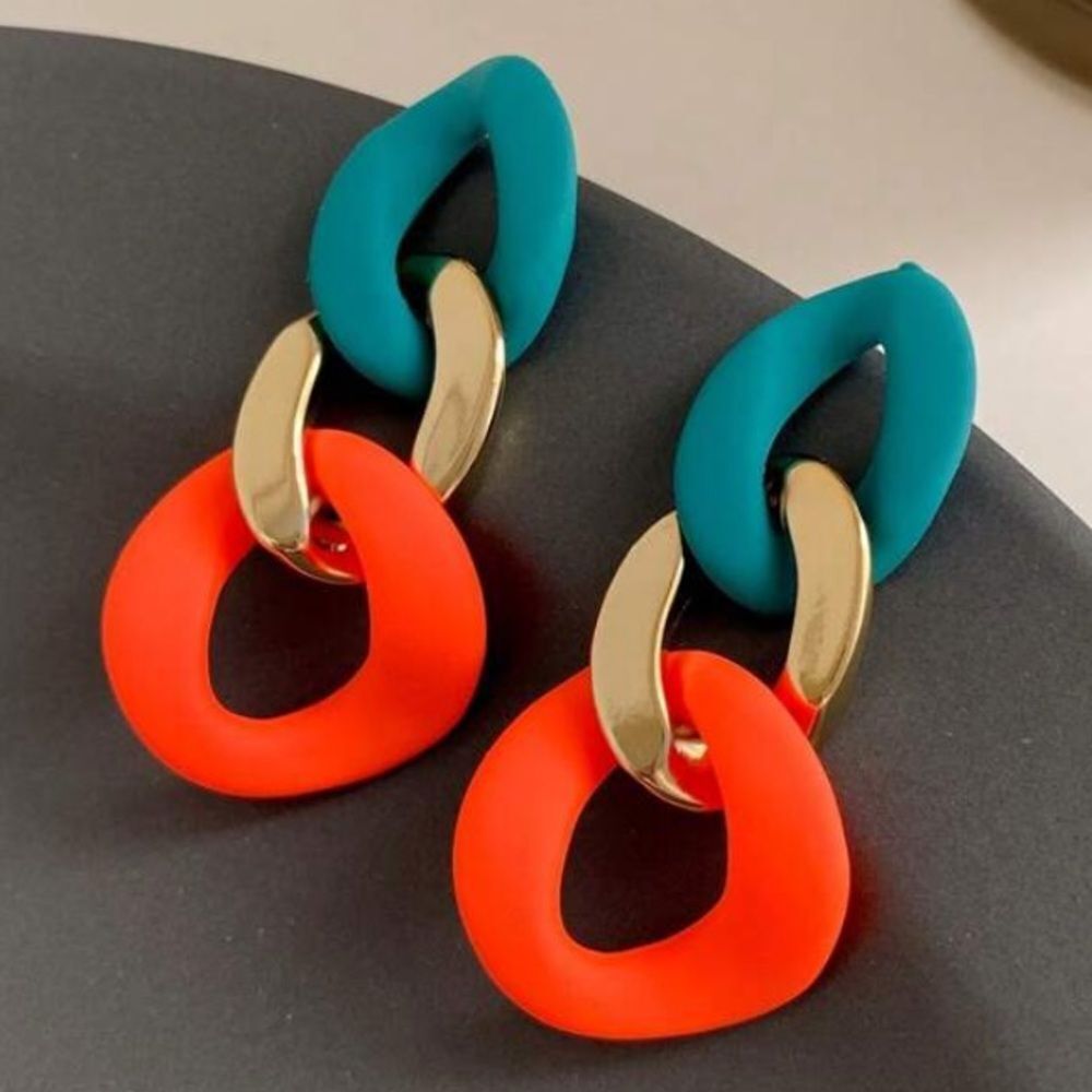 3for$20 1pair Casual Personality Color Block Chain Earrings